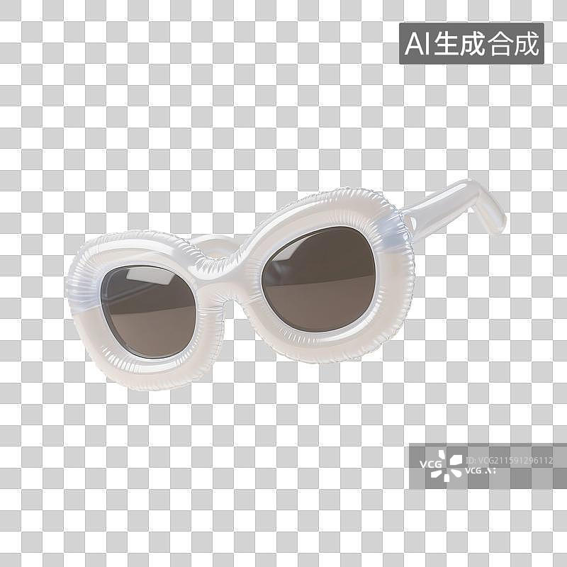 【AI数字艺术】3D渲染，充气膨胀风格，墨镜，太阳镜，眼镜，旅游，度假，休闲装，图形图标，免抠元素图片素材