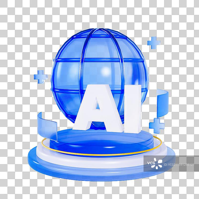 3D渲染的人工智能AI科技元素图片素材