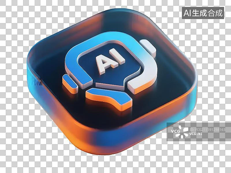 【AI数字艺术】3D渲染的人工智能聊天图标图片素材