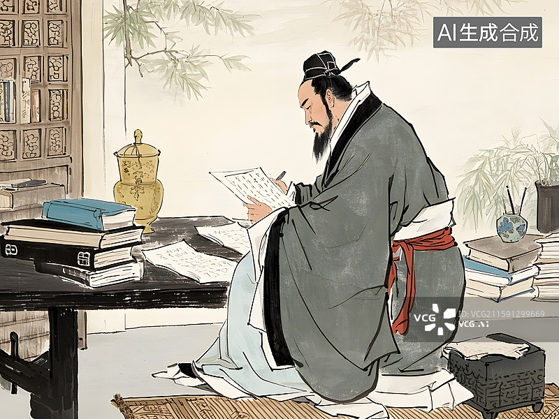 【AI数字艺术】中国西汉时期古代著名的史学家文学家思想家司马迁图片素材