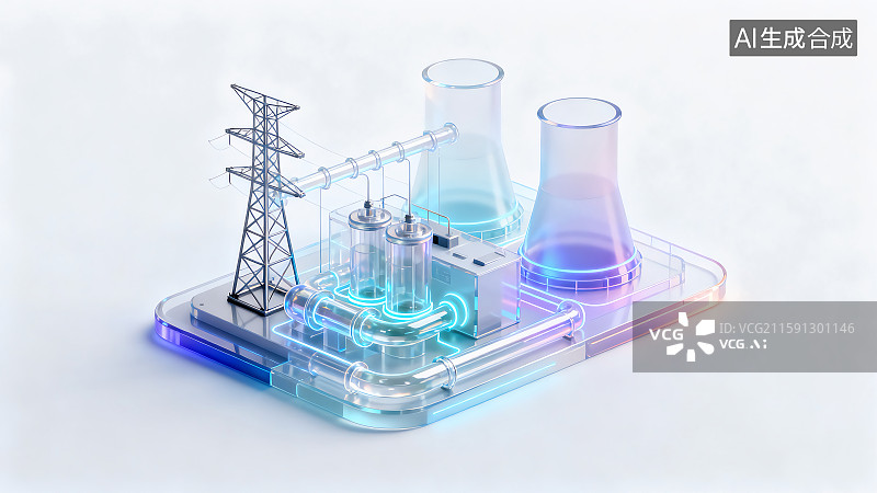 【AI数字艺术】新能源热电厂发电站图片素材