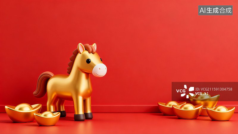 【AI数字艺术】金马迎春纳福图片素材