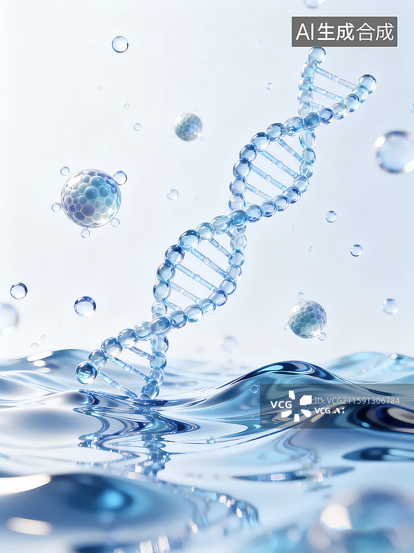 【AI数字艺术】化学分子水分子美容行业成分玻尿酸图片素材