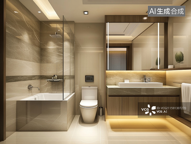 【AI数字艺术】现代简约浴室设计图片素材