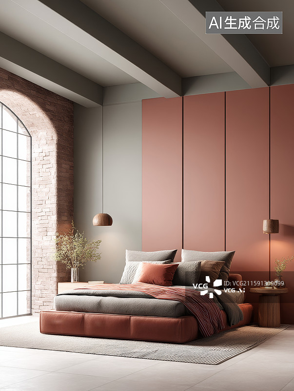 【AI数字艺术】现代简约卧室设计图片素材