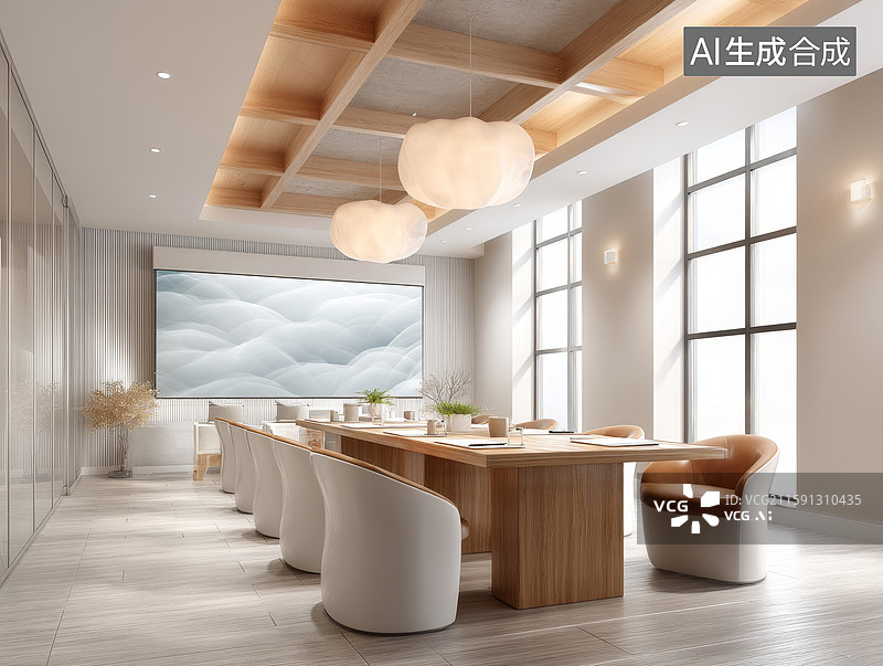 【AI数字艺术】现代简约会议室图片素材