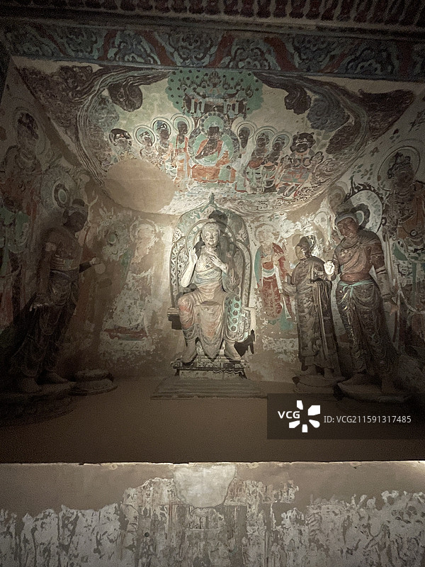 深圳博物馆-大成敦煌展-莫高窟320窟佛像图片素材