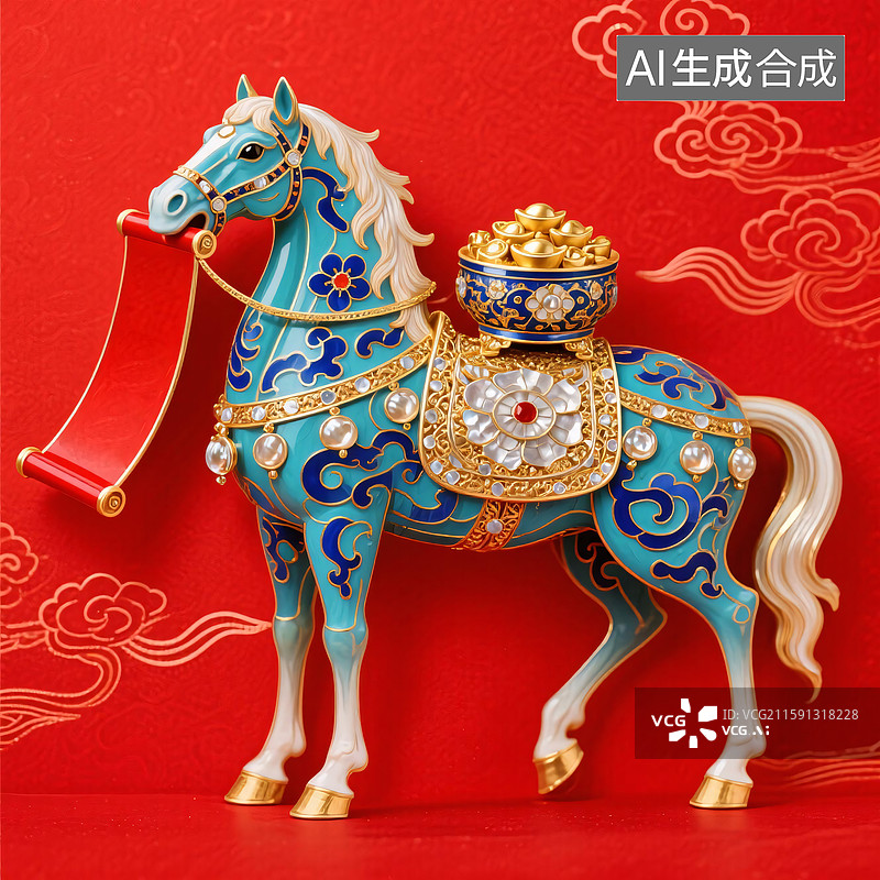 【AI数字艺术】马年节日插画图片素材