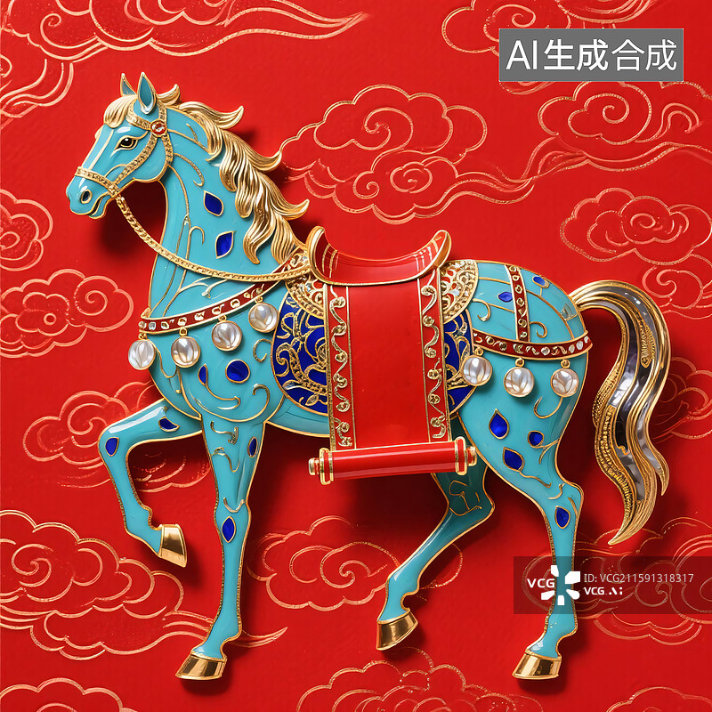 【AI数字艺术】马年节日插画图片素材