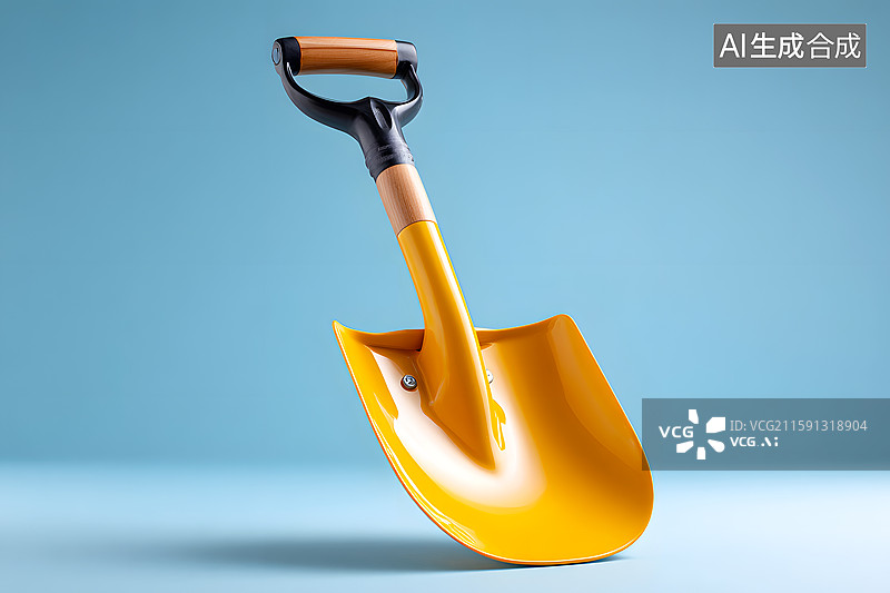 【AI数字艺术】蓝色背景上一把卡通铁铲图片素材