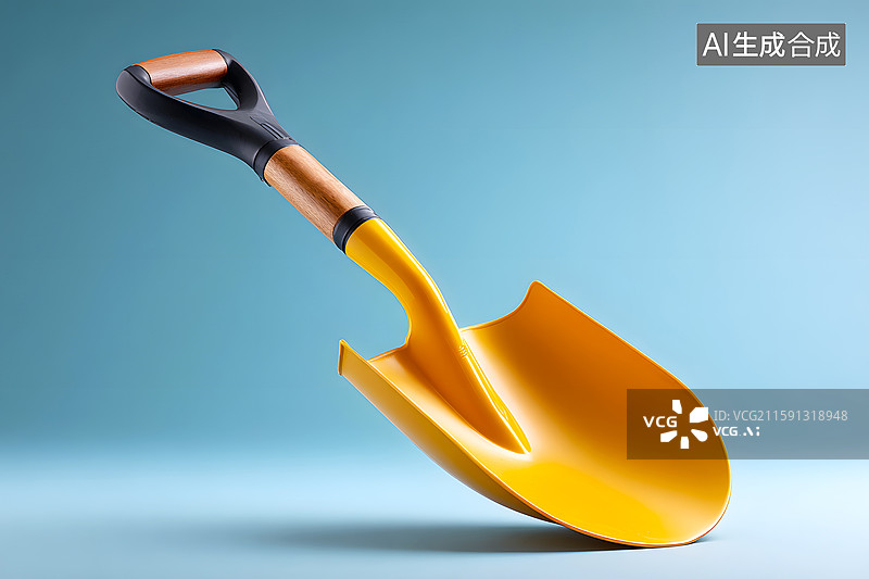 【AI数字艺术】蓝色背景上一把卡通铁铲图片素材