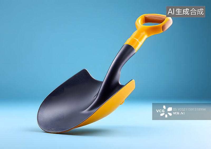【AI数字艺术】蓝色背景上一把卡通铁铲图片素材