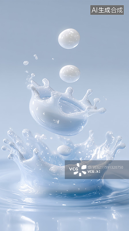 【AI数字艺术】牛奶飞溅瞬间，泡沫与液滴的动态美感图片素材