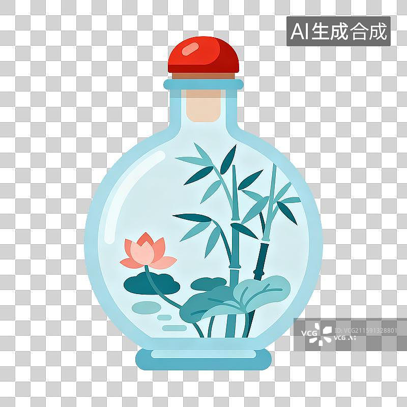 【AI数字艺术】鲁派内画内画鼻烟壶内画艺术品插画图片素材