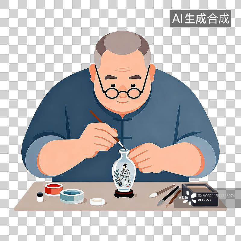 【AI数字艺术】大师正在创作鼻烟壶内画图片素材