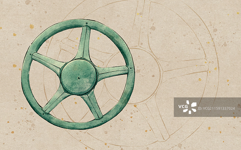 三星堆遗址文物 青铜太阳形器水墨插画图片素材