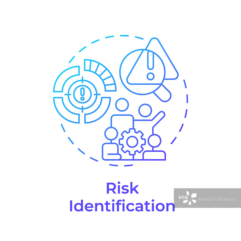 风险识别蓝色渐变概念图标图片素材