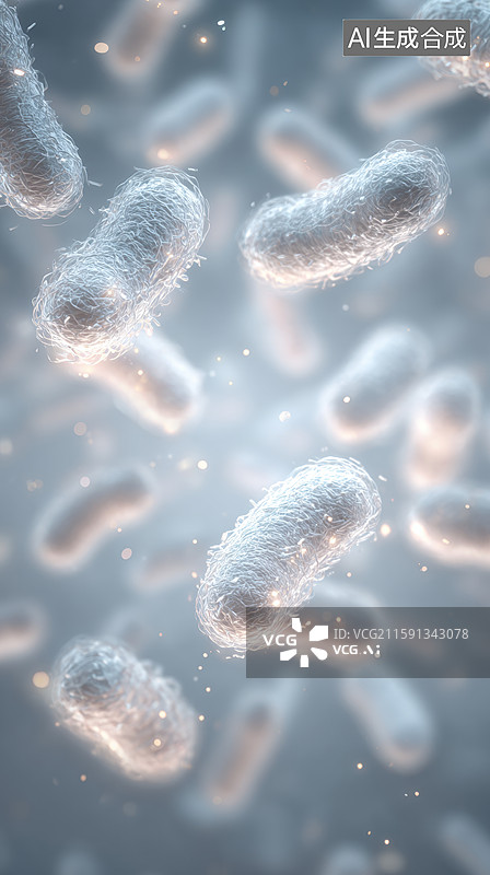 【AI数字艺术】显微镜下的细菌群落图片素材