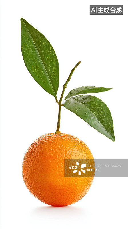 【AI数字艺术】带绿叶的橙色柑橘果实图片素材