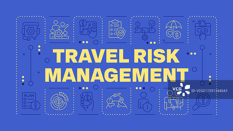 旅行风险管理蓝色词汇概念图片素材