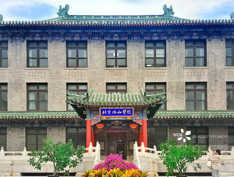 北京王府井旁的中西合璧式建筑北京协和医院主楼图片素材