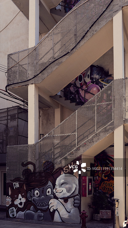 上海M50创意园涂鸦楼梯图片素材