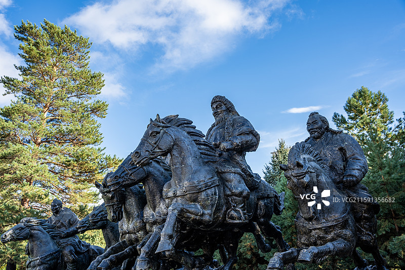 呼伦贝尔成吉思汗广场成吉思汗雕像图片素材