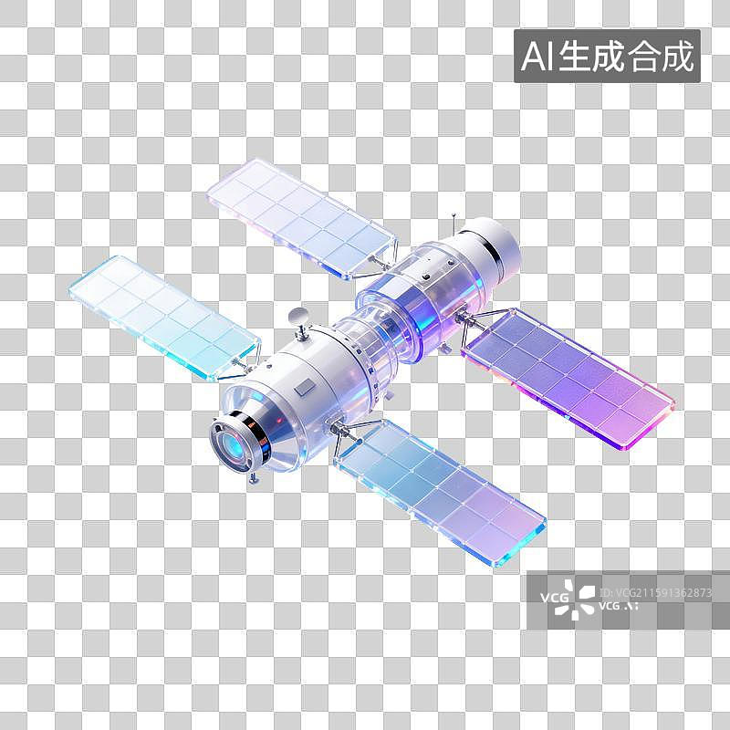 【AI数字艺术】免扣炫彩渐变太空卫星模型图片素材