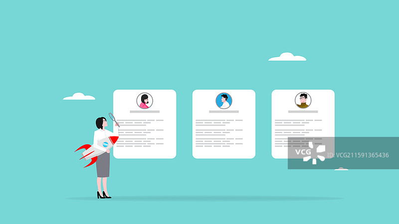 女商人在挑选员工候选人图片素材