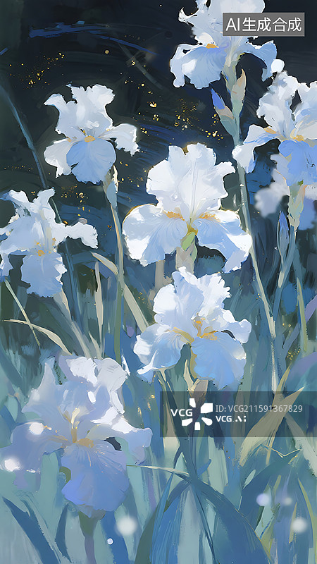 【AI数字艺术】淡雅花卉的静谧之美水彩画图片素材