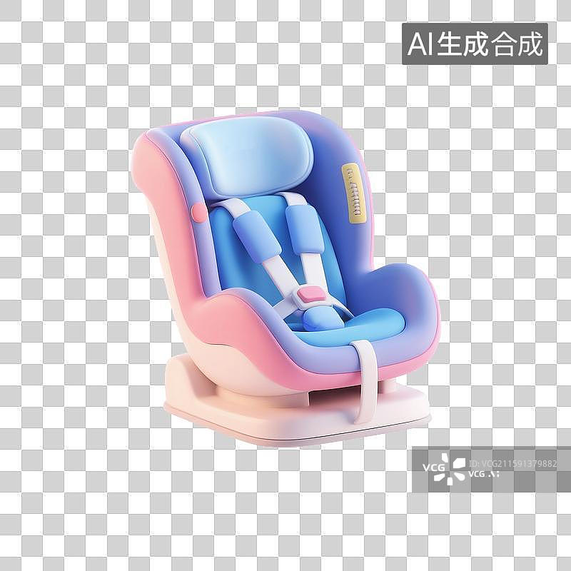 【AI数字艺术】3D渲染，宝宝安全座椅，婴儿用品，免抠元素图片素材