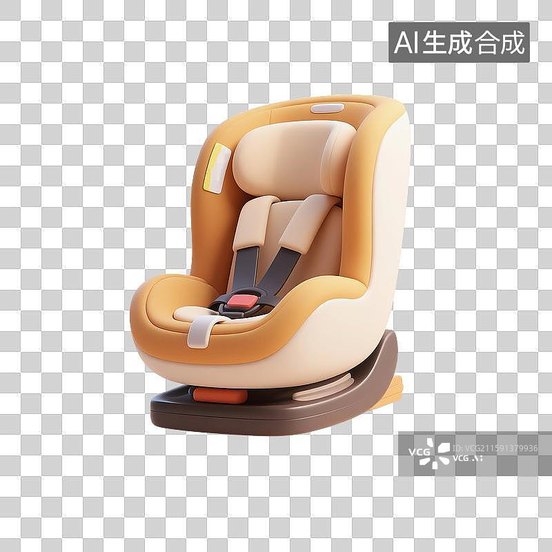 【AI数字艺术】3D渲染，宝宝安全座椅，婴儿用品，免抠元素图片素材