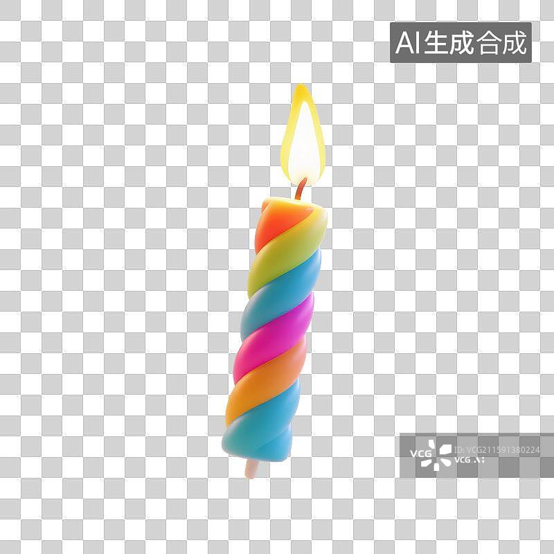 【AI数字艺术】3D渲染，蜡烛，生日蜡烛，庆祝，照明工具，燃烧的，免抠元素图片素材