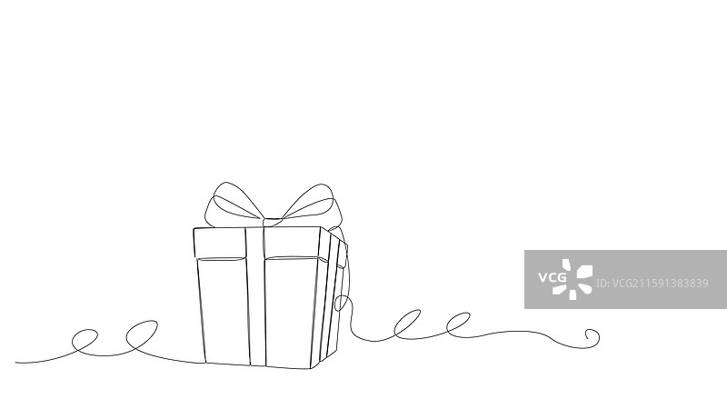 单线风格的圣诞礼品盒设计图片素材