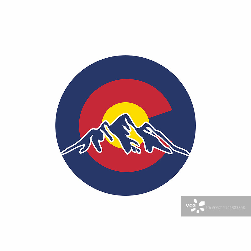 科罗拉多州标志与科罗拉多州旗图标图片素材