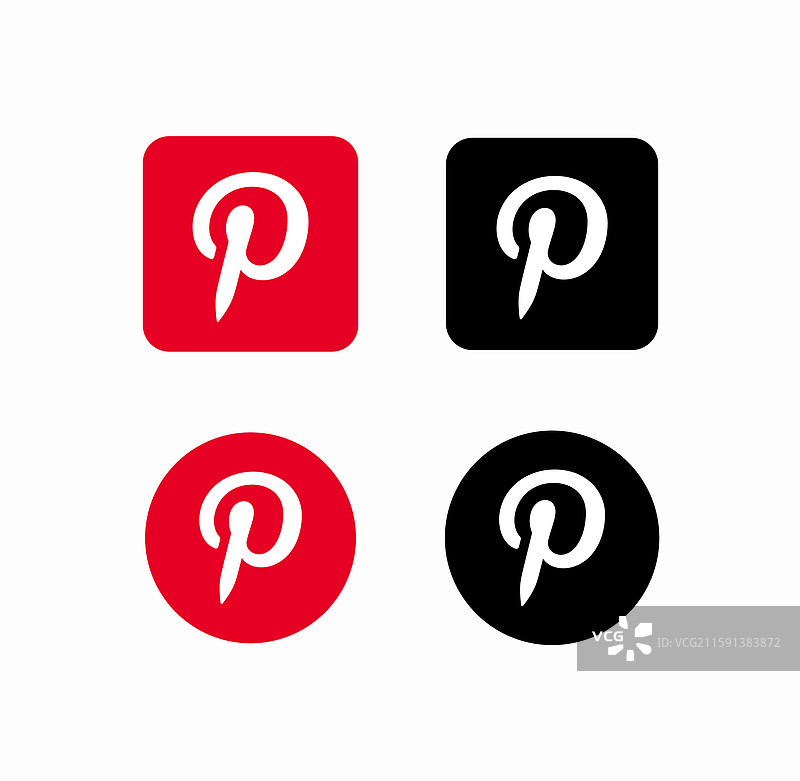 带白色背景的Pinterest标志图片素材