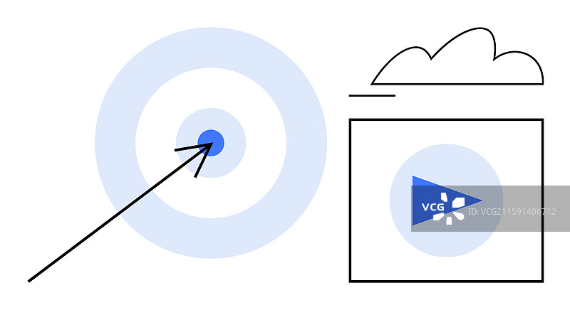 箭矢射中靶心与云彩图片素材