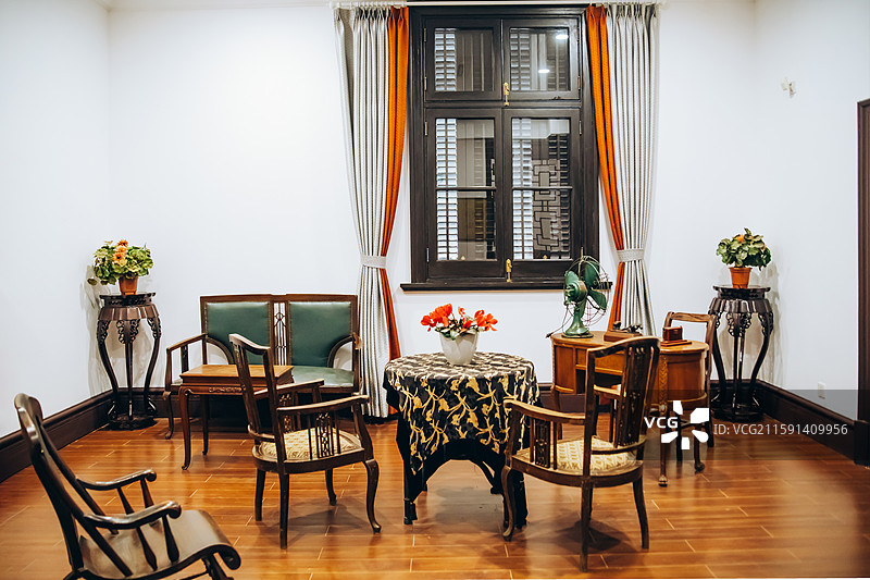 上海康定东路张爱玲故居建筑及室内陈列图片素材