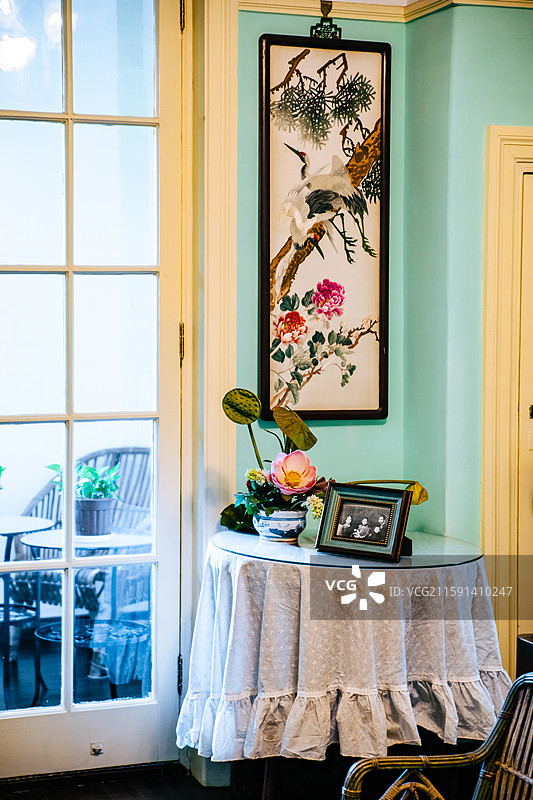 上海华山路蔡元培故居建筑及室内展览陈列图片素材