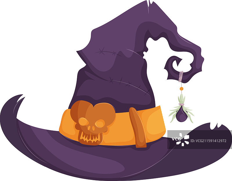 装饰着的深紫色女巫帽图片素材
