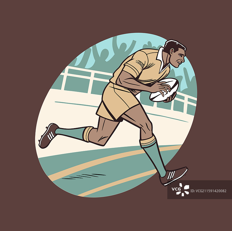 一名橄榄球运动员正在比赛中图片素材
