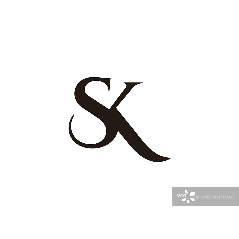 字母SK简单的连结优雅曲线标志图片素材