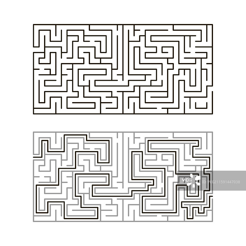 复杂的迷宫弯曲矩形拼图图片素材