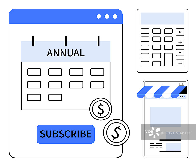 年度订阅概念与日历支付图片素材