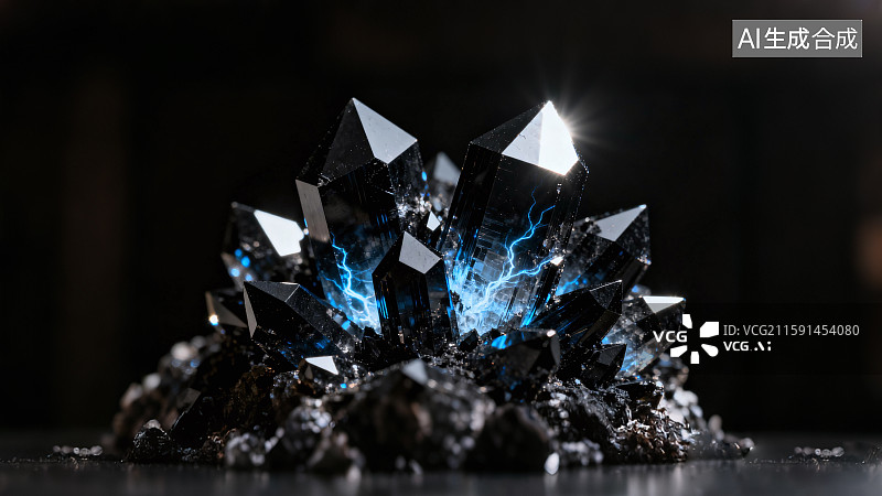 【AI数字艺术】黑水晶，黑色能量，暗黑物质能量图片素材