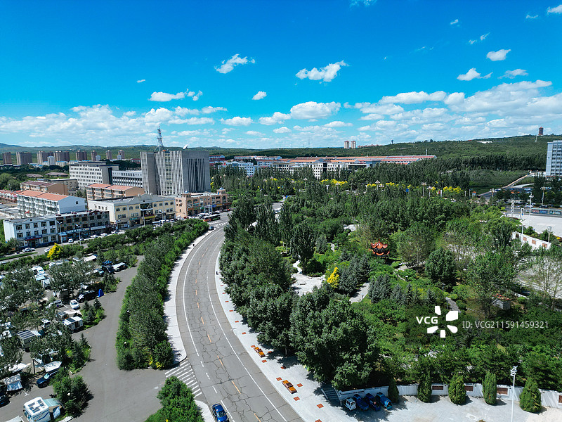 乌兰察布 集宁区 体育馆 白泉山 航拍图片素材