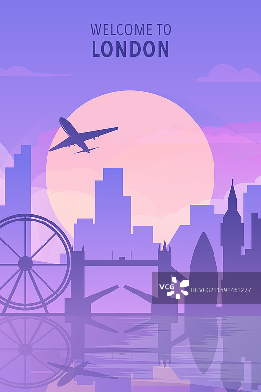 欢迎来到伦敦，英格兰渐变城市海报图片素材