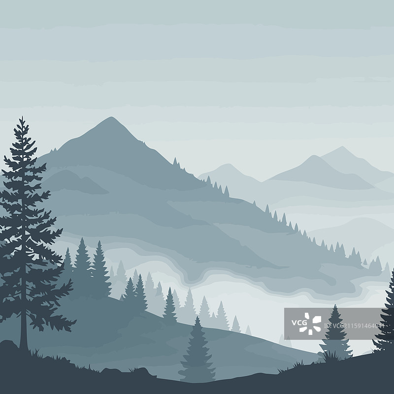 探索山脉轮廓的风景图片素材