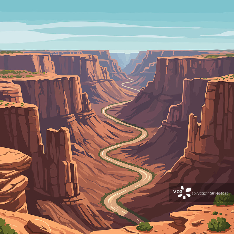 风景如画的峡谷公路蜿蜒穿过壮丽的景色图片素材