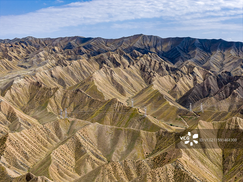 新疆昌吉S101省道百里丹霞地貌自然风光航拍图片素材